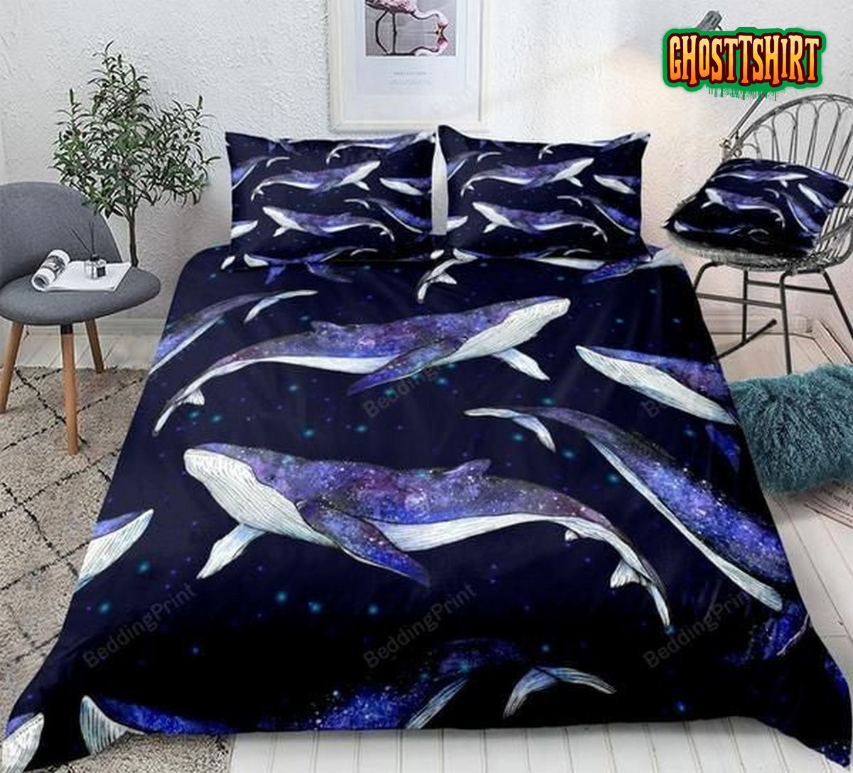 Blue Whale Bed Sheets Duvet Cover Bedding Set