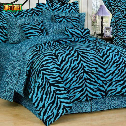 Blue Zebra Bedding Set