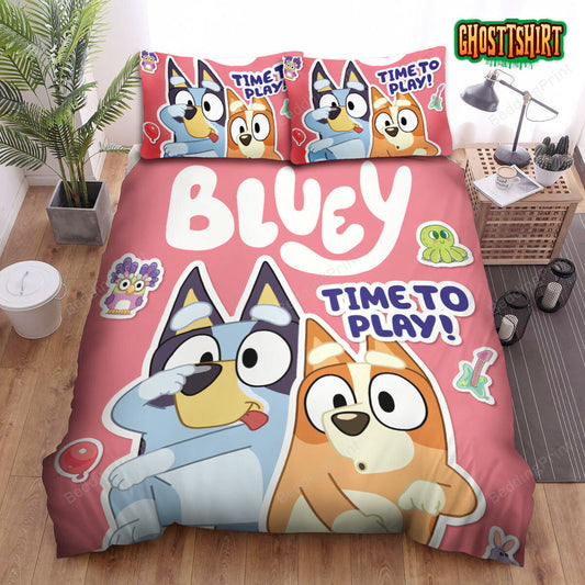 Bluey & Bingo Time To Play Bed Sheets Spread Duvet Cover Bedding Set
