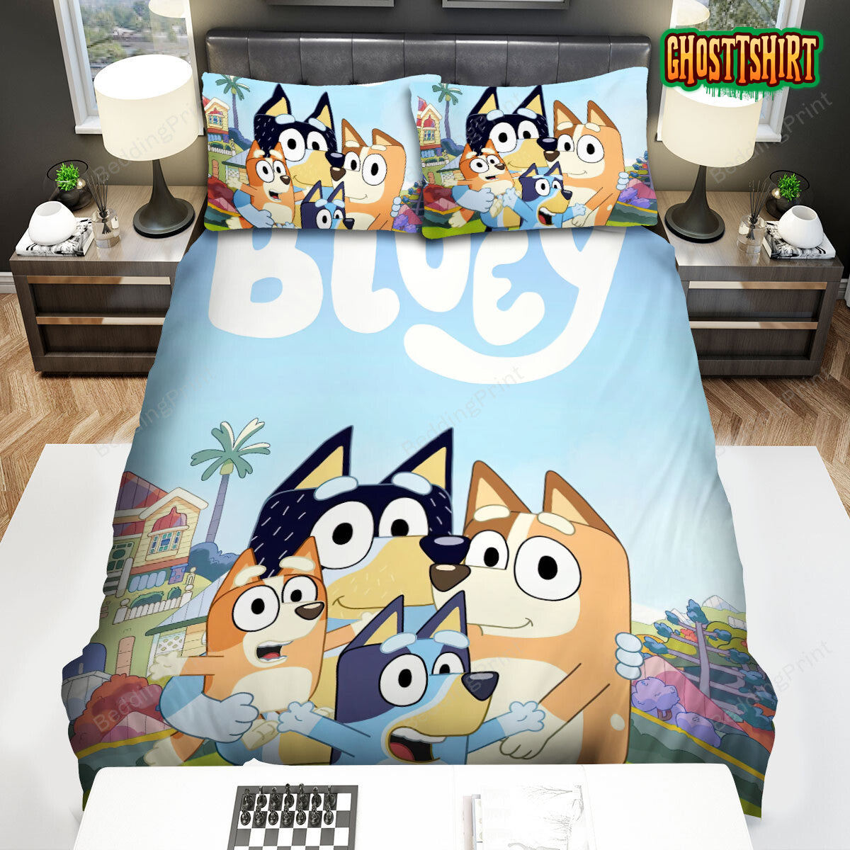 Bluey Family Photograph Bed Sheets Spread Duvet Cover Bedding Set
