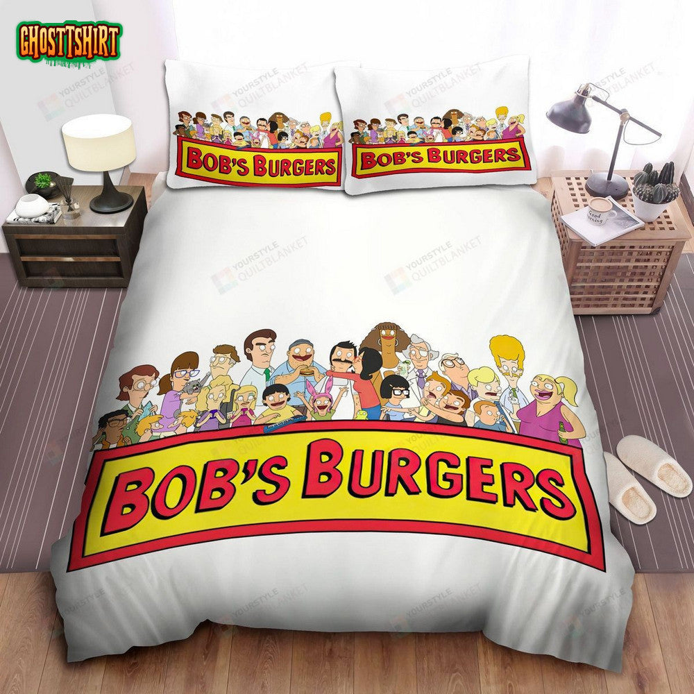 Bob's Burgers Logo And Characters Bed Sheets Spread Comforter Duvet Cover Bedding Set