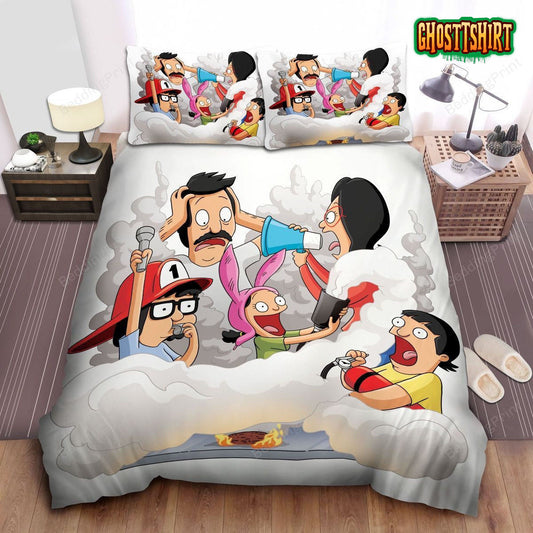 Bob's Burgers The Belchers Fire Protection Practice Bed Sheets Duvet Cover Bedding Set