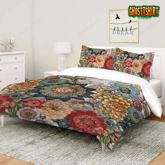 Boho Bouquet Bed Sheets Duvet Cover Bedding Set