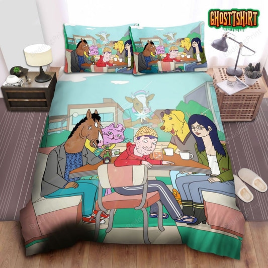 Bojack Horseman Main Characters In Phuzzy's Bed Sheets Duvet Cover Bedding Set