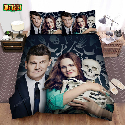 Bones (2005–2017) Movie Poster Theme 2 Bed Sheets Duvet Cover Bedding Set