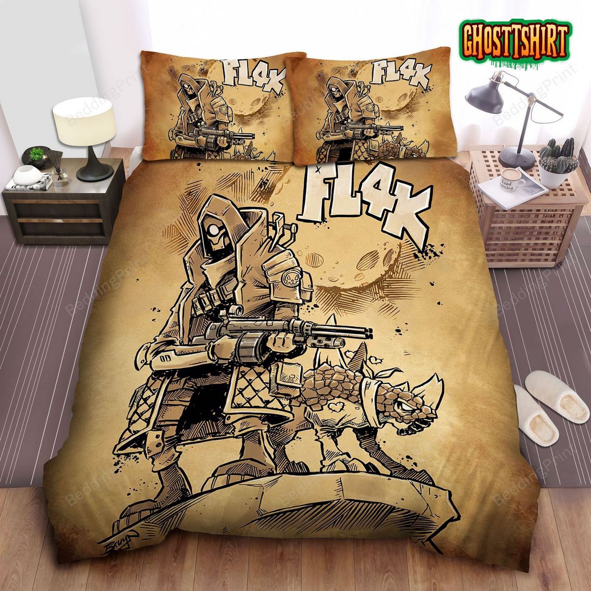 Borderlands Fl4k And Skag Drawing Portrait Bed Sheets Duvet Cover Bedding Set