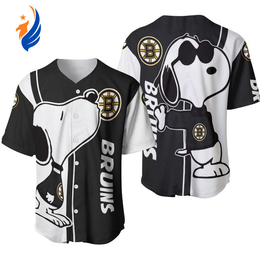 Boston Bruins Snoopy Lover Printed Baseball Jersey - Gift for Women Men - Bafud