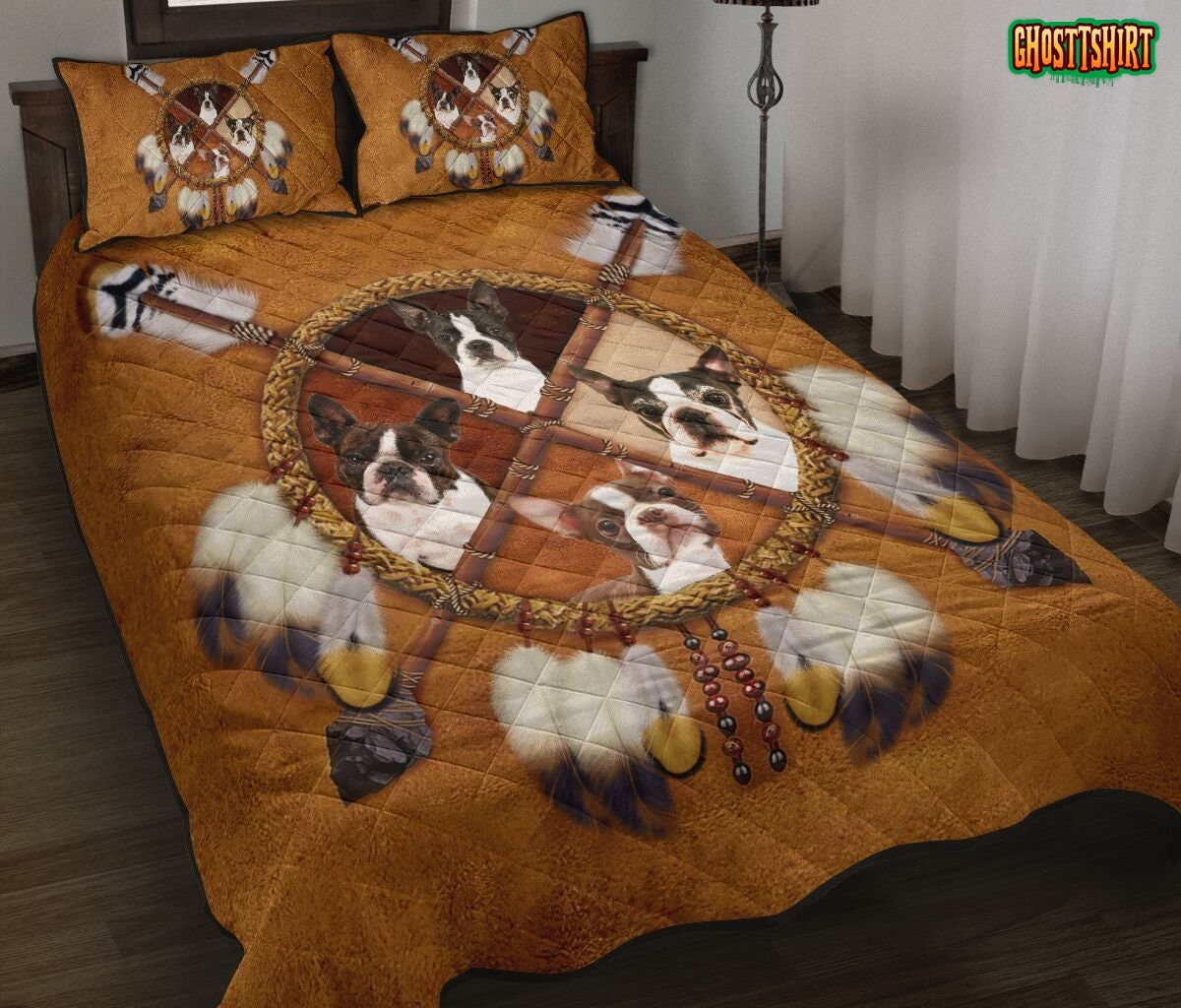 Boston Terrier Native American Bedding Set