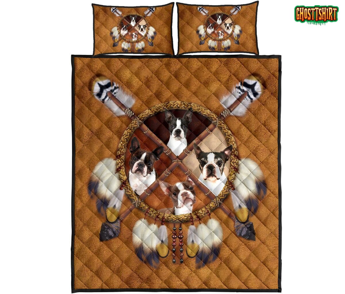 Boston Terrier Native American Bedding Set