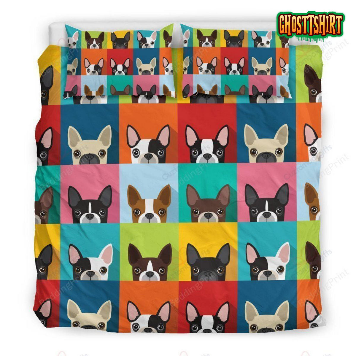 Boston Terrier Pattern Bed Sheets Duvet Cover Bedding Set