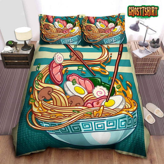 Bowl Of Ramen Illustration Bed Sheet Duvet Cover Bedding Set