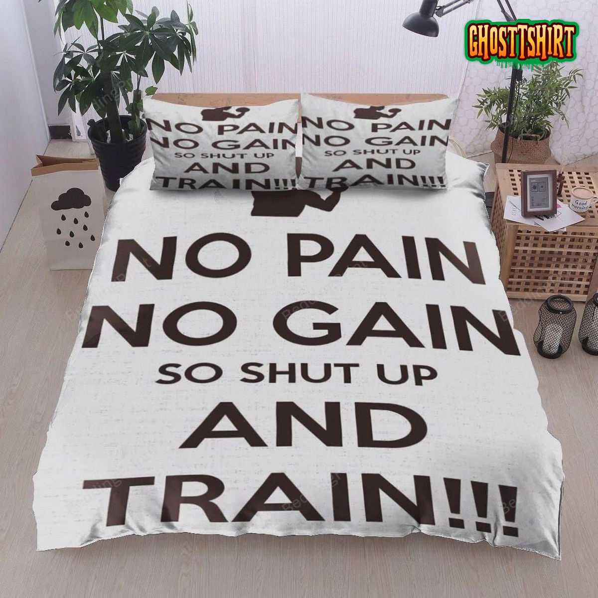 Boxing No Pain No Gain Shut Up And Train Bed Sheets Duvet Cover Bedding Set