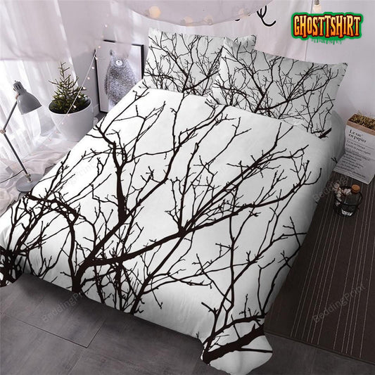 Branches White Bed Sheets Duvet Cover Bedding Set