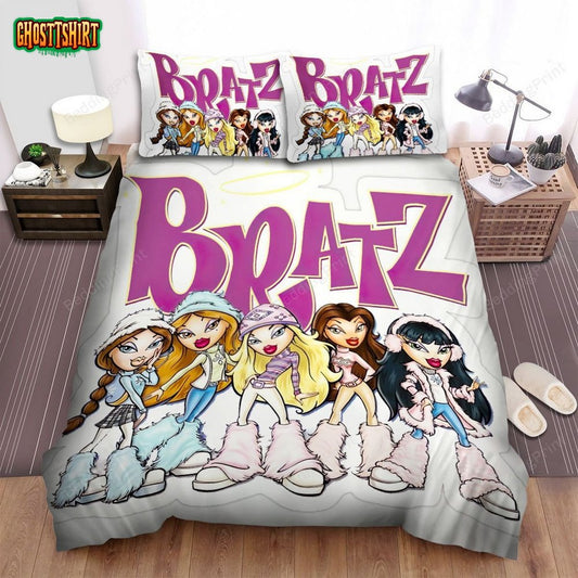 Bratz Black Background Bed Sheets Duvet Cover Bedding Set