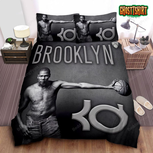 Brooklyn Nets Kevin Durant Basketball Photo Shoot Bed Sheet Duvet Cover Bedding Set