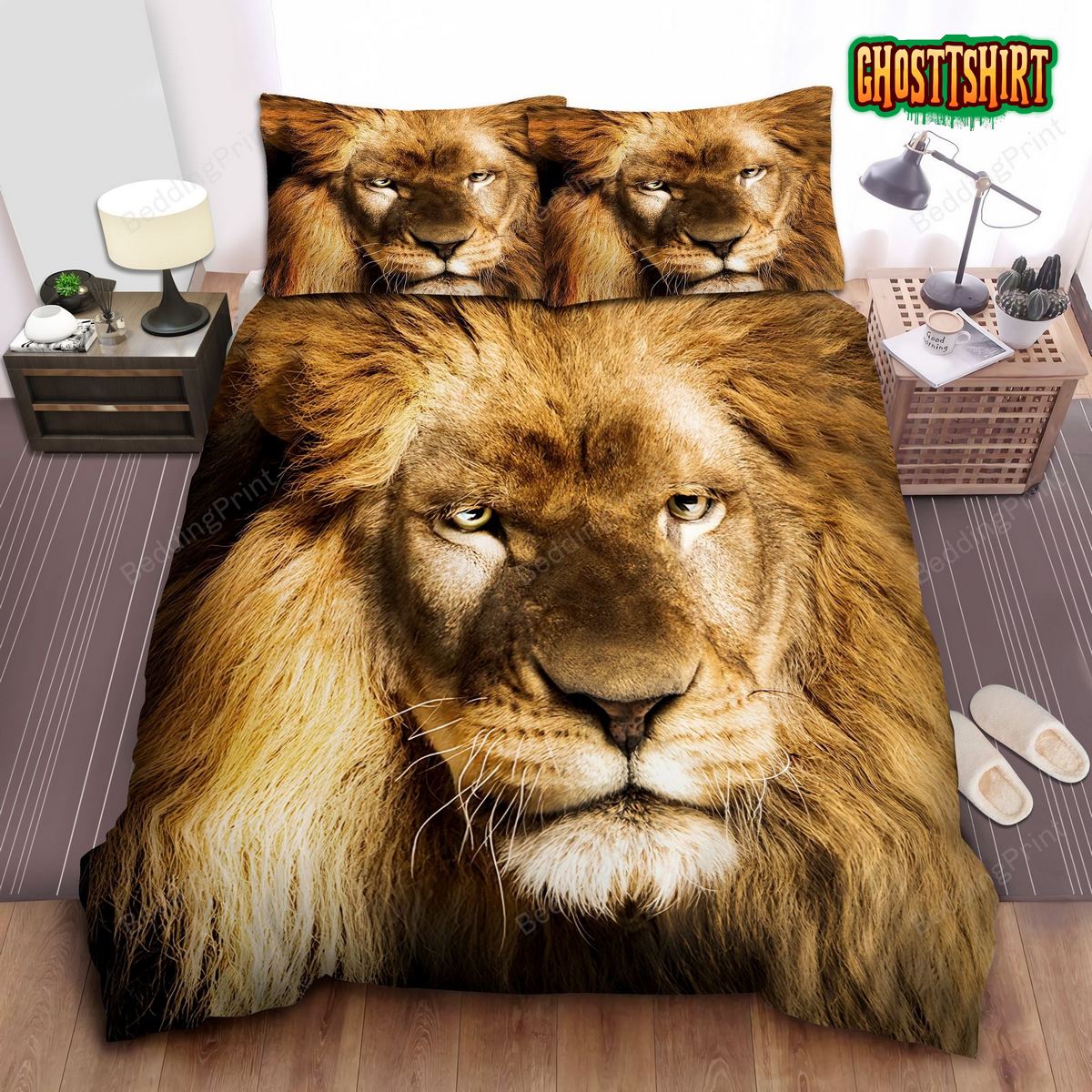 Brown Lion Bed Sheets Duvet Cover Bedding Set