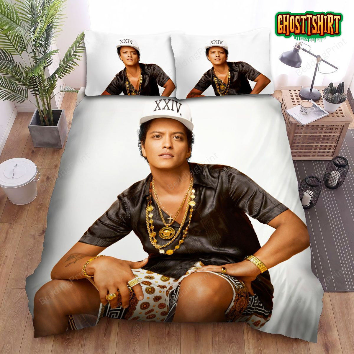 Bruno Mars In Versace On The Floor Bed Sheets Spread Duvet Cover Bedding Set