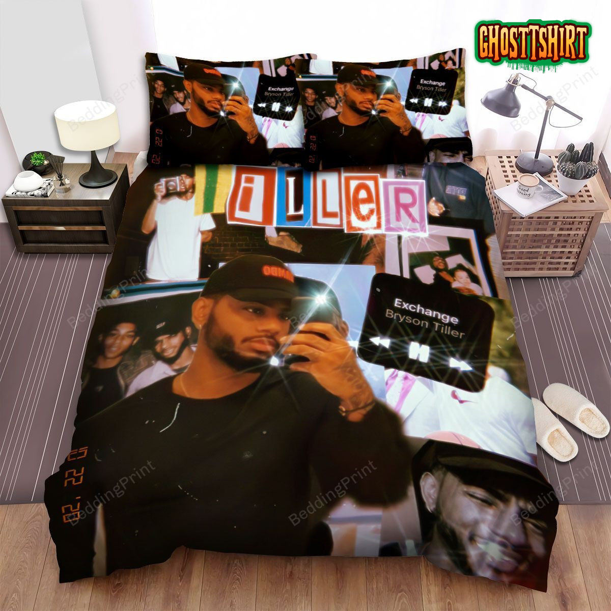 Bryson Tiller Retro Style Wallpaper Bed Sheets Duvet Cover Bedding Set