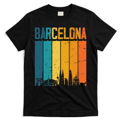 Barcelona Spain Retro Vintage Sunset Skyline Barcelona T-Shirt