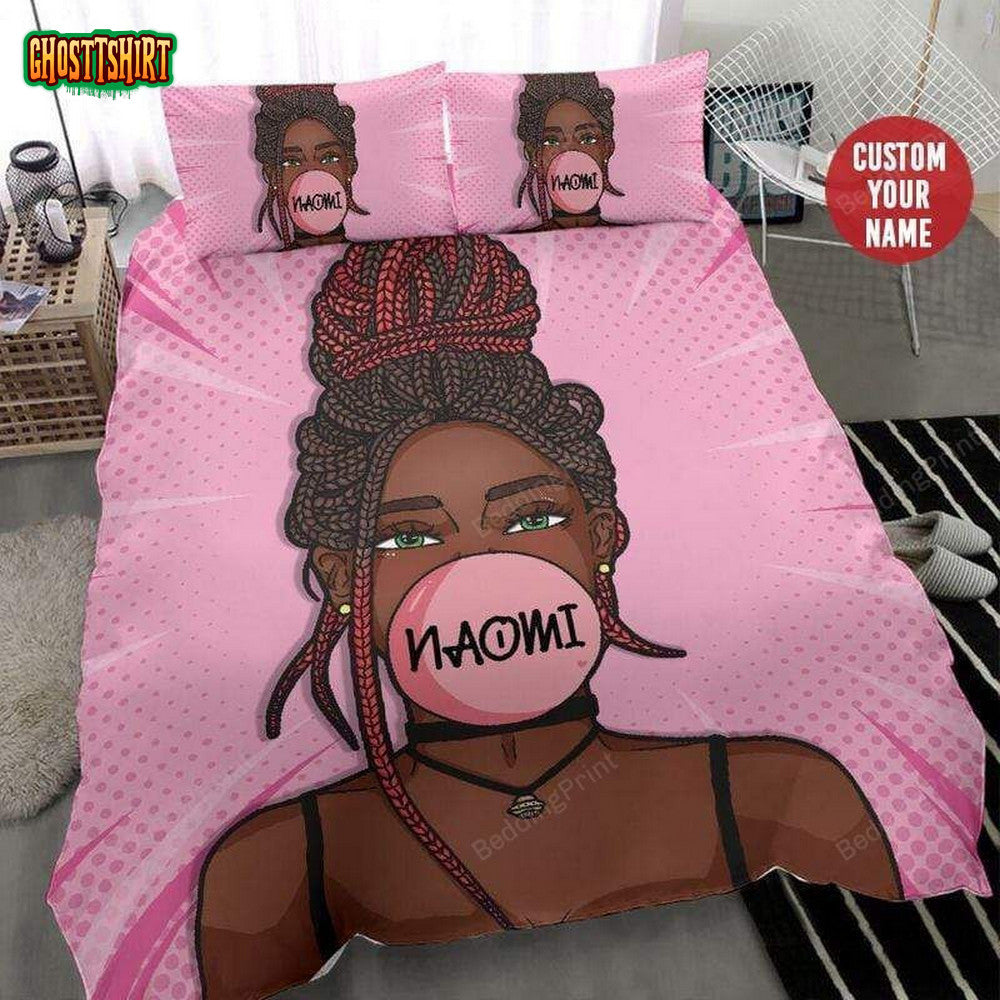 Bubble Black Girl Magic Custom Name Duvet Cover Bedding Set