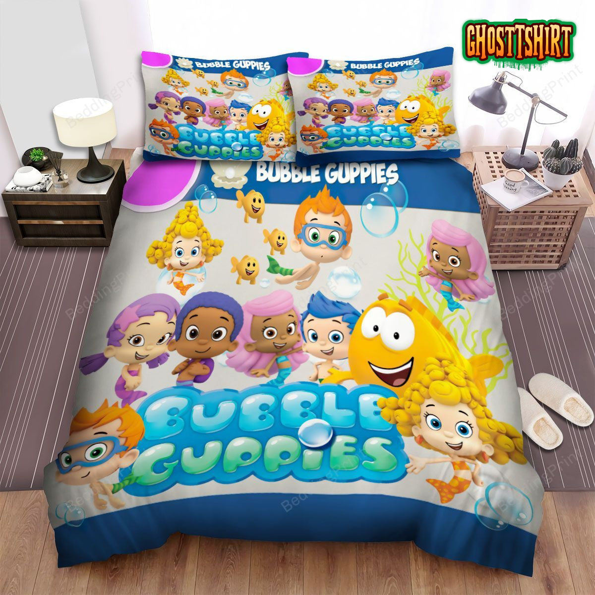 Bubble Guppies Group Posing Bed Sheet Spread Duvet Cover Bedding Set