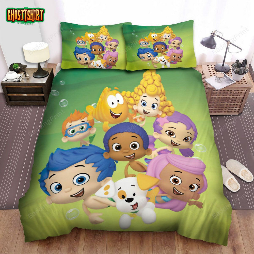 Bubble Guppies Smiling Time Bed Sheet Spread Duvet Cover Bedding Set