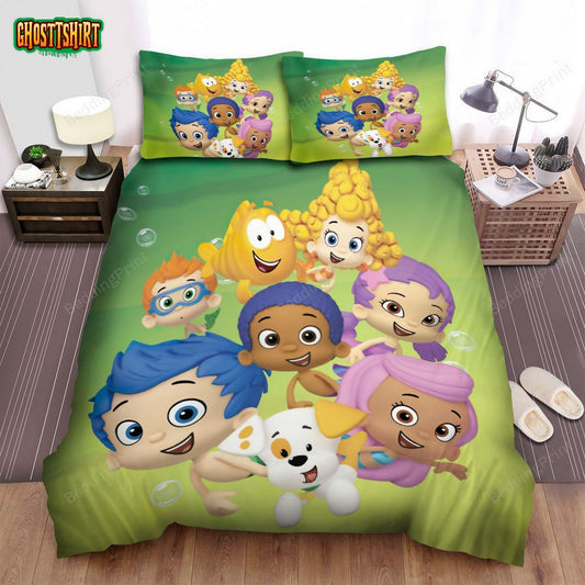 Bubble Guppies Smiling Time Bed Sheet Spread Duvet Cover Bedding Set