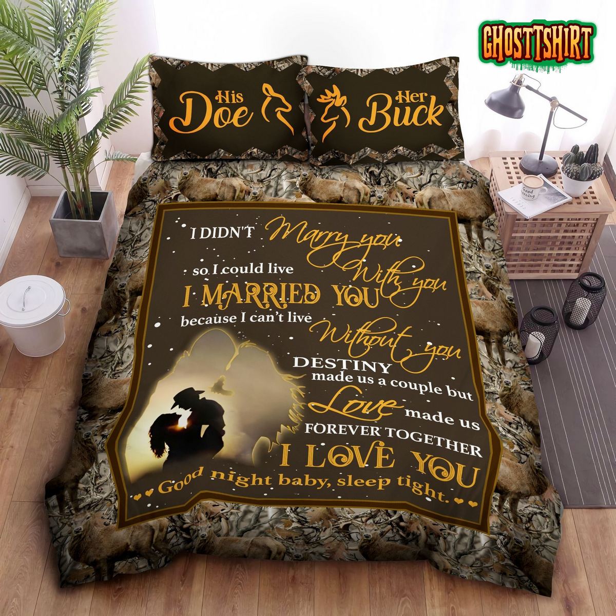 Buck N Doe Hunting Bed Sheets Duvet Cover Bedding Set
