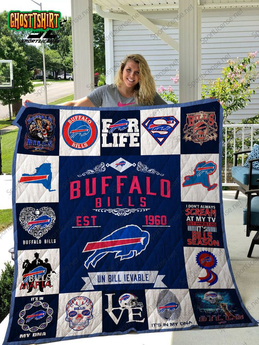 Buffalo Bills Quilt Blanket Ver 17 Army Merch Sho