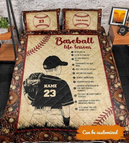 Baseball Life Lessons 3-pc Quilt Bedding Set