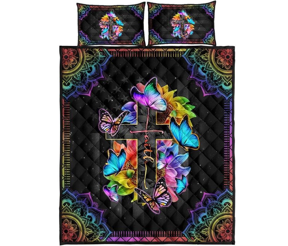 Butterfly – 3-pc Quilt Bedding Set Cross Sunflower 03