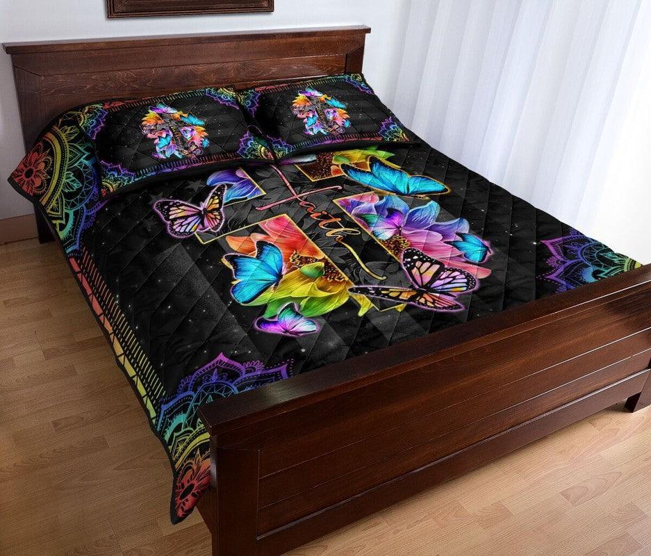 Butterfly – 3-pc Quilt Bedding Set Cross Sunflower 03
