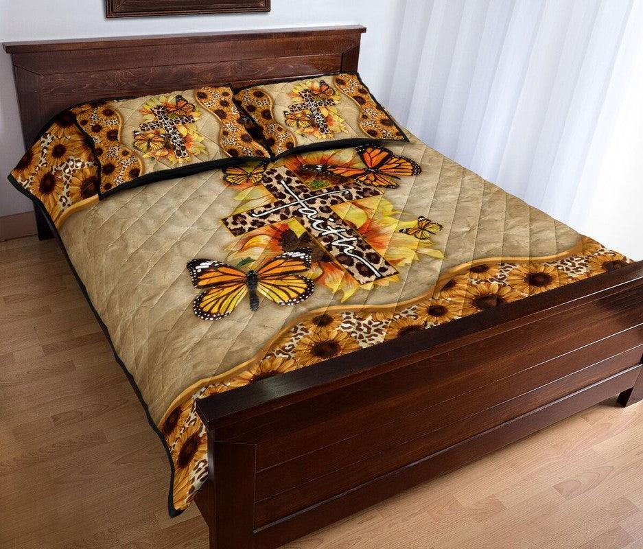 Butterfly – 3-pc Quilt Bedding Set Faith In Cross