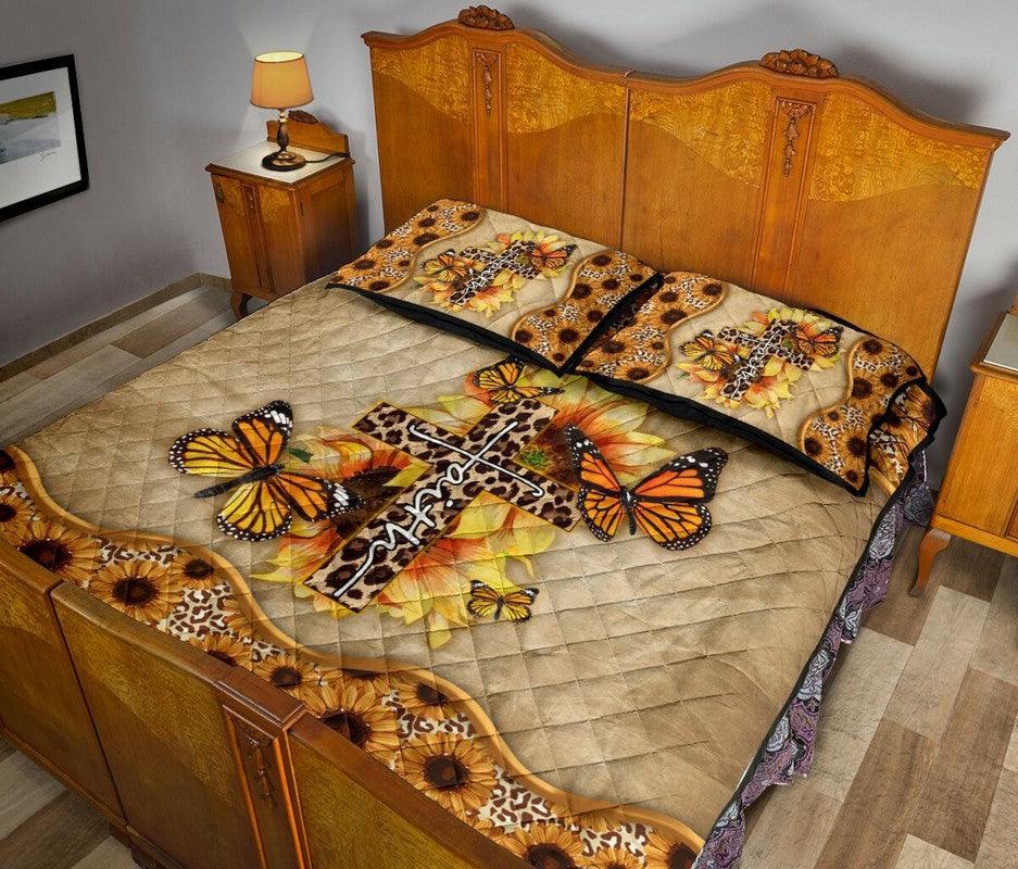 Butterfly – 3-pc Quilt Bedding Set Faith In Cross