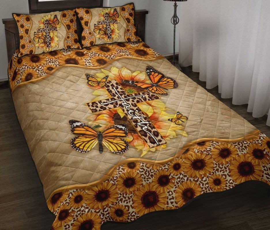 Butterfly – 3-pc Quilt Bedding Set Faith In Cross