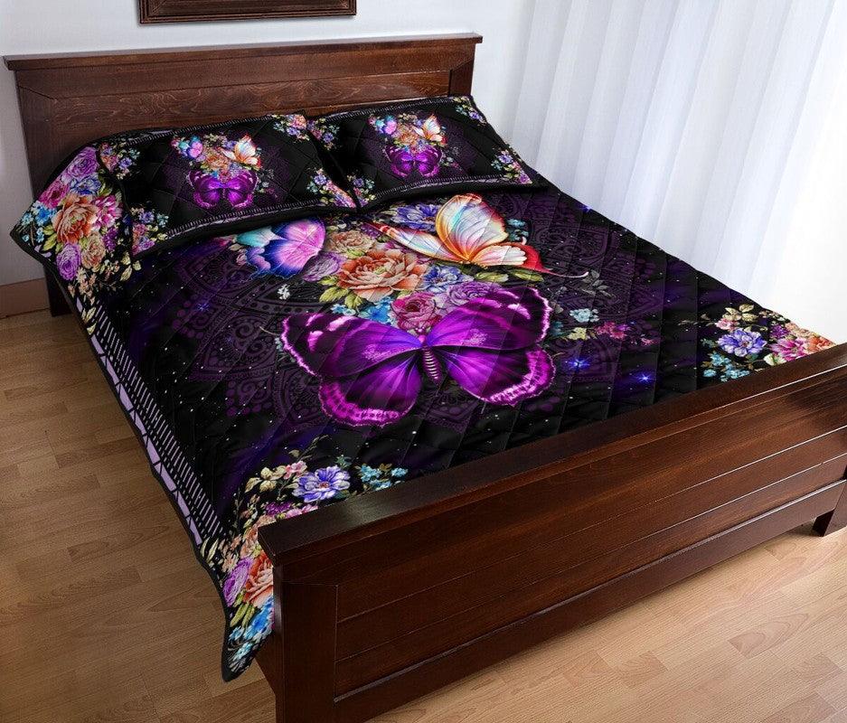 Butterfly – 3-pc Quilt Bedding Set Purple Mandala