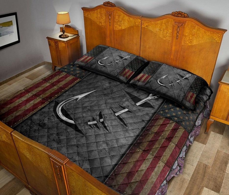 Crack Fishing Flag 3-pc Quilt Bedding Set And Pillow Covers