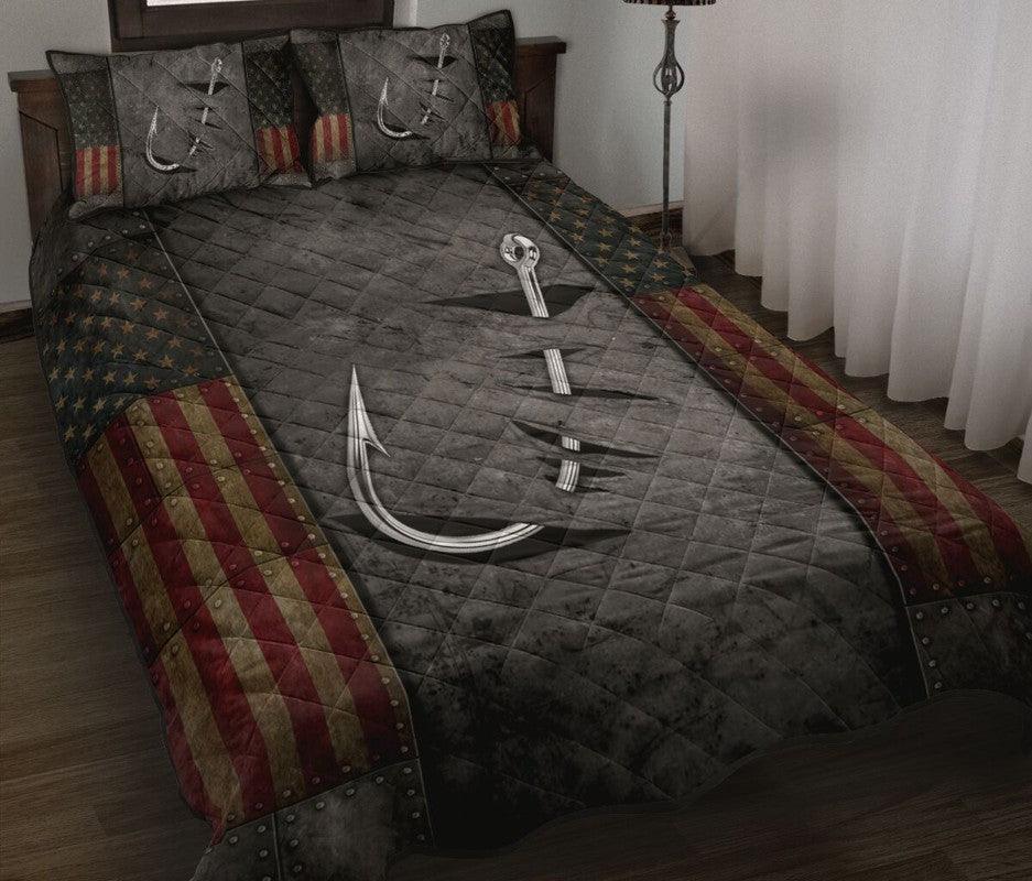Crack Fishing Flag 3-pc Quilt Bedding Set And Pillow Covers
