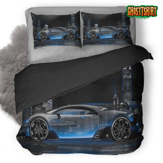 Bugatti Vision Gran Turismo Side Crystal City Night CarDuvet Cover Bedding Set