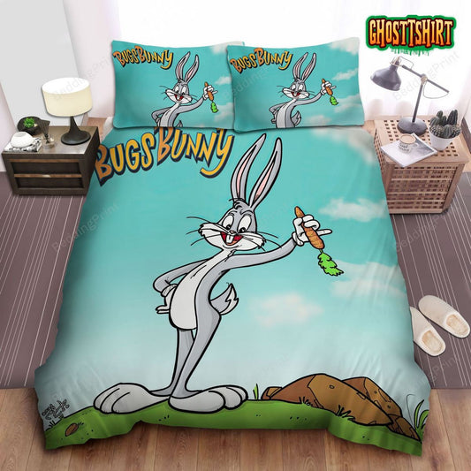 Bugs Bunny And His Carrot Portrait Image Bed Sheets Duvet Cover Bedding Set