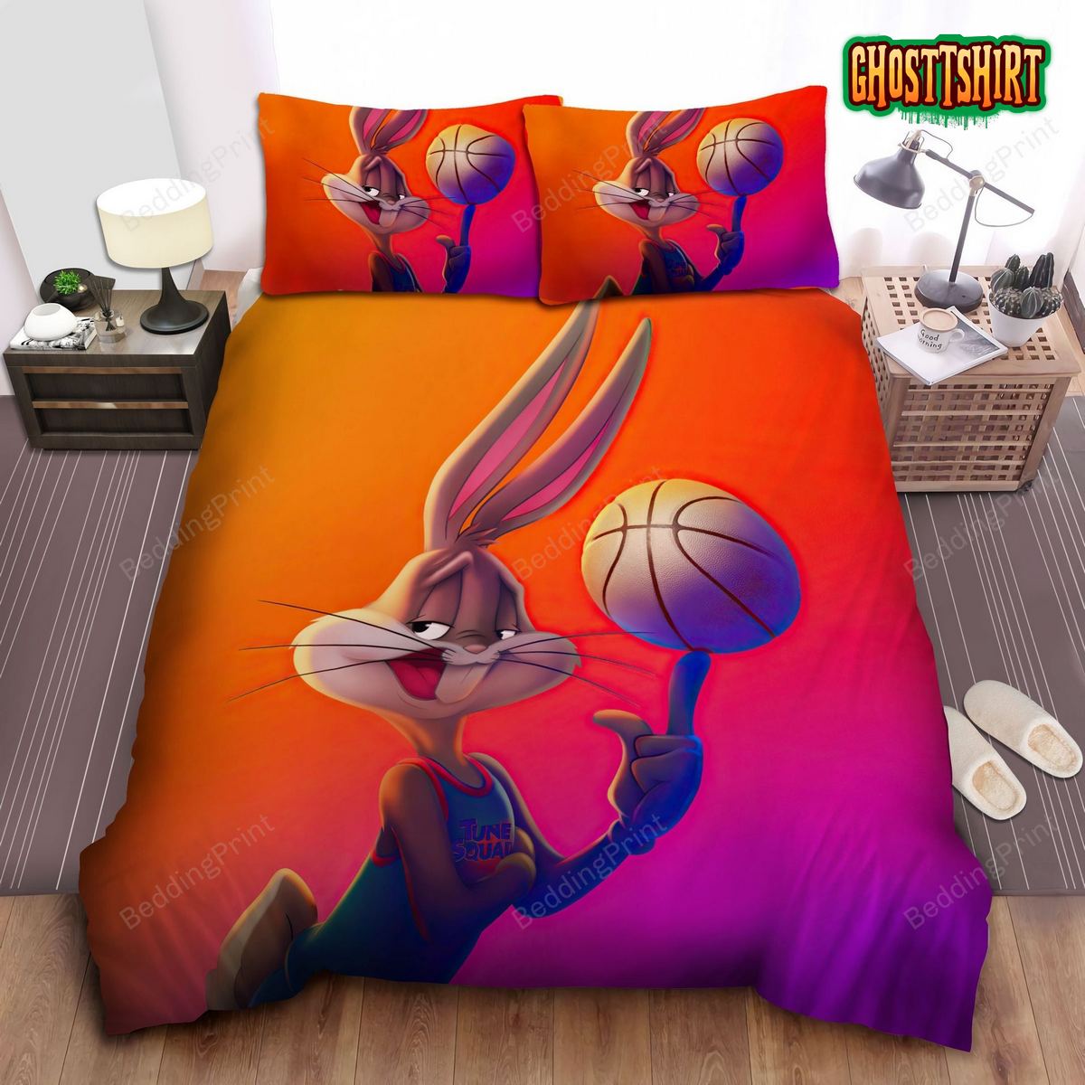 Bugs Bunny Playing Basketball For Tunes Squad Bed Sheets Duvet Cover Bedding Set
