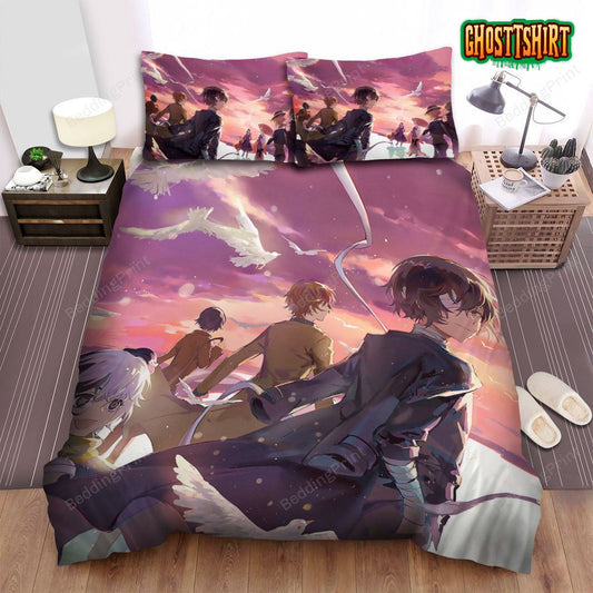 Bungou Stray Dogs Dazai Osamu Bandages Papers Bed Sheets Duvet Cover Bedding Set