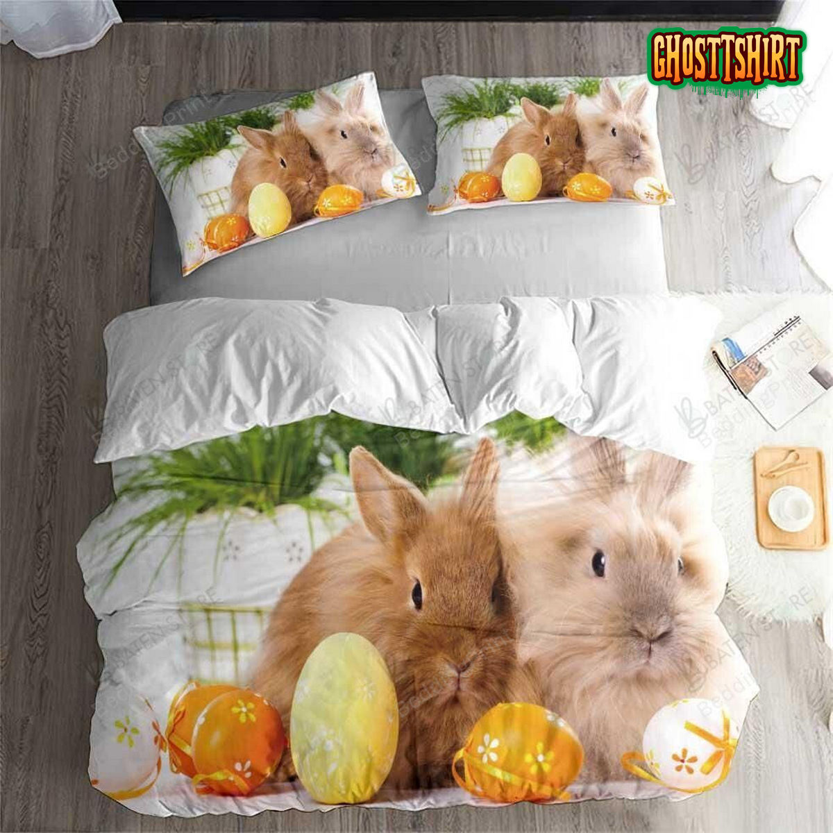 Bunny With Eggs Bed Sheets Duvet Cover Bedding Set