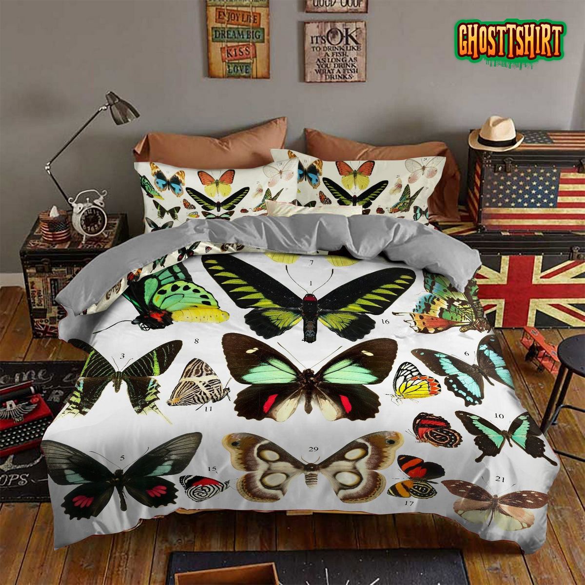 Butterflies Exhibition Bed Sheets Duvet Cover Bedding Set