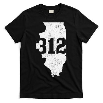 Chicago 312 Area Code Illinois Map State Pride Vintage T-Shirt