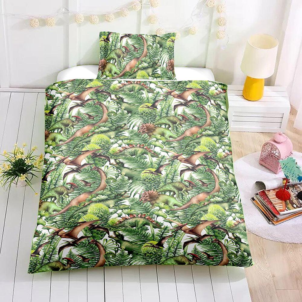 3D Cartoon Dinosaur Green Plant Quilt Cover Set Bedding Set Pillowcases 59
