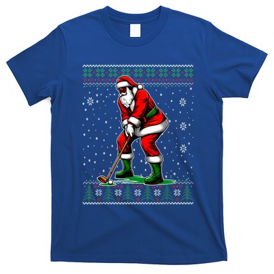 Christmas African American Santa Golf Ugly Christmas Sweater Gift T-Shirt