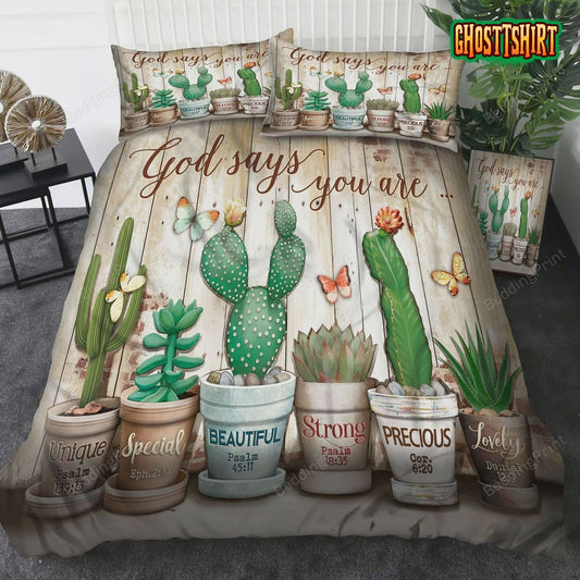 Cactus God Says You Are Bed Sheets Duvet Cover Bedding Set