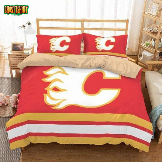 Calgary Flames Duvet Cover Bedding Set