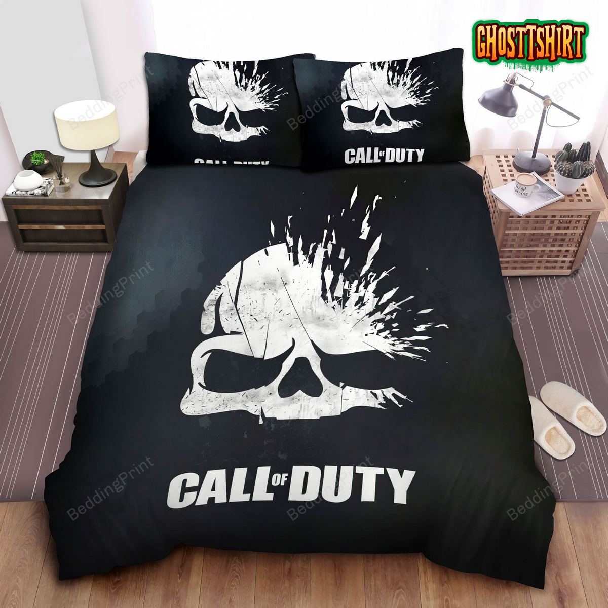Call Of Duty, Explosion Skull Bed Sheets Duvet Cover Bedding Set